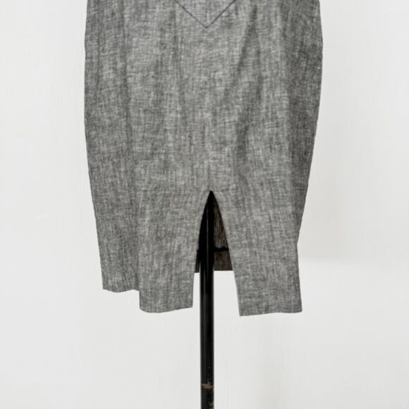 Black Halo Gray knee lenght Fitted Dress linen blend size 6 - Picture 4 of 10